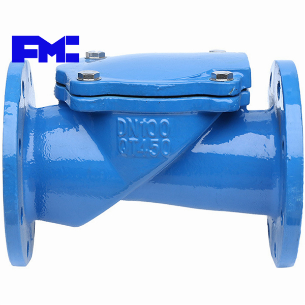 H44X-10 16Q旋啓式單向逆止球墨鑄鐵(tiě)橡膠瓣法蘭止回