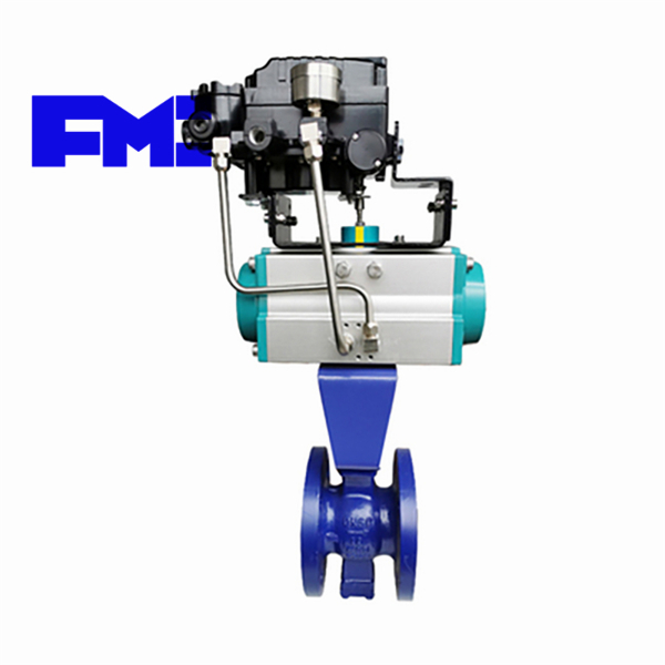 氣動V型鑄鋼法蘭球閥